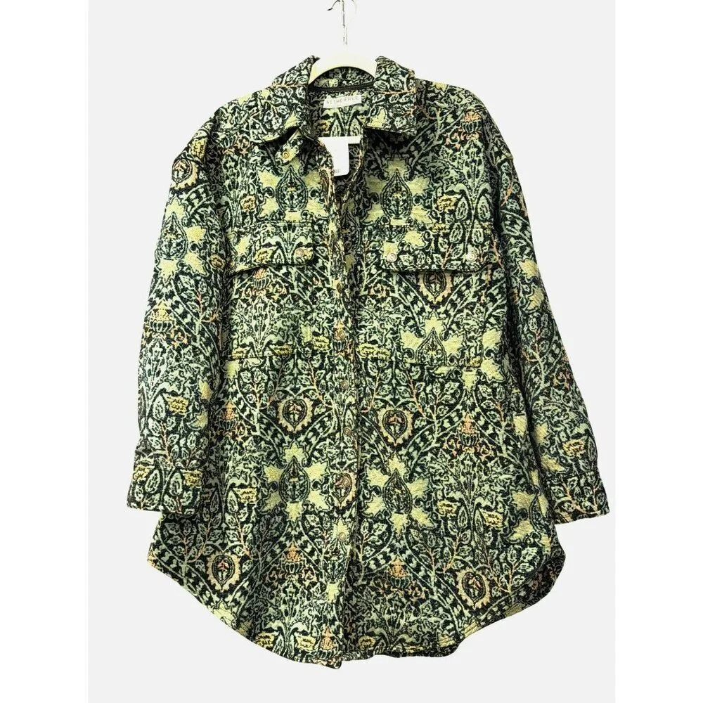 Free People We The Free Tapestry Fog Jacquard Shacket Shirt Jacet Medium NWT